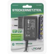 Bloc d'alimentation universel InLine - 12 V / 24 W avec 6 fiches interchangeables