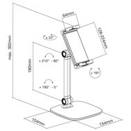 Support de bureau pour tablette InLine avec support - jusqu'à 12,9" - noir