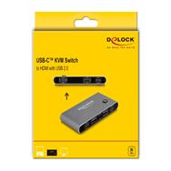 Commutateur KVM USB-C Delock vers HDMI 8K 60 Hz avec USB 2.0, 7680 x 4320 pixels, 8K Ultra HD, anthracite