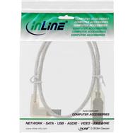 Câble USB 2.0 InLine coudé à gauche Type A mâle / B mâle transparent 0,3 m