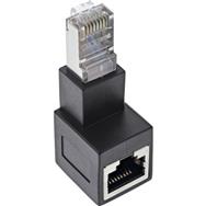 Adaptateur de cordon de raccordement en ligne Cat.6A RJ45 coudé vers le bas