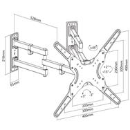 Support mural d'angle orientable Equip 650328 23"-55" - 139,7 cm (55") - 200 x 100 mm - 400 x 400 mm - -15 - 2° - Plastique - Acier inoxydable - Noir