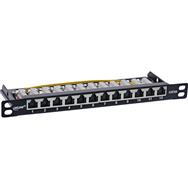 Panneau de brassage InLine 10" Cat.6A 0,5U 12 ports - avec protection anti-poussière - noir