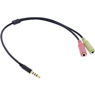 Adaptateur casque audio en ligne 3,5 mm mâle 4 broches vers 2 x 3,5 mm