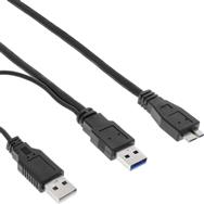 Câble en Y InLine USB 3.2 Gen.1 2x Type A mâle / Micro B mâle - noir - 1,5 m