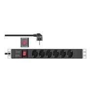 Bloc multiprises InLine 19" - 6 prises avec contact de terre - avec interrupteur - 2 m - noir