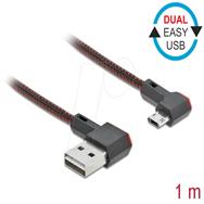 Delock Easy - Câble USB - USB (M) coudé gauche/droite, réversible vers Micro-USB Type B (M) coudé gauche/droite, réversible