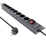 Bloc multiprises InLine 19" - 8 prises avec contact de terre - avec interrupteur - 2 m - noir