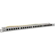 Panneau de brassage InLine 19" Cat.6A 0,5 U 24 ports - avec protection anti-poussière - gris