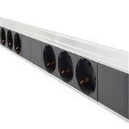 DIGITUS Power strip with aluminum profile and integrated circuit breaker, 18-way protective contact socket outlet