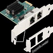Carte PCI Express x1 Delock vers 2 ports RJ45 Gigabit LAN BCM, PCIe, RJ-45, femelle, PCIe 2.0, gris, PC