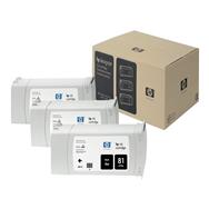 HP 81 3-Pack 680-ml Black DesignJet Dye Ink Cartridges