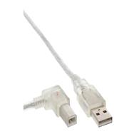 Câble USB 2.0 InLine coudé à gauche Type A mâle / B mâle transparent 1 m