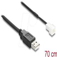 Delock Fan Cable USB 2.0 Type-A Plug to 2 Pins Populated Fan Connector Plug - Digital - 0.7 m