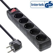 Bloc multiprises InLine - 5 prises avec terre CEE 7/3 - noir - 1,5 m