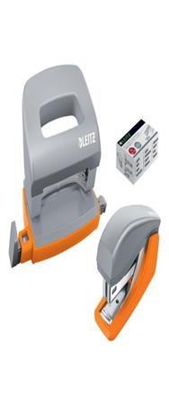 Esselte Leitz Locher und HeftgerÃ¤te Set Urban Chic grau/orange
