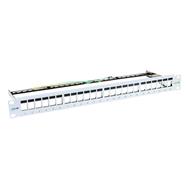 Panneau de brassage vierge en ligne 19" Cat.6A 24 ports 1U gris clair
