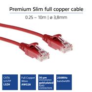 ACT Red 5 meter LSZH U/UTP CAT6 datacenter slimline patch cable snagless with RJ45 connectors - 5 m - Cat6 - U/UTP (UTP) - RJ-45 - RJ-45 - Red
