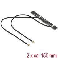 Antenne double WLAN Delock 2 x MHF IV 802.11 ac/a/h/b/g/n 5 dBi 150 mm PCB interne auto-adhésive