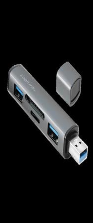 Lecteur de cartes LogiLink USB 3.2 Hub 2 ports gris