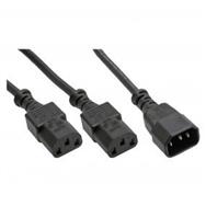 Câble d'alimentation en Y InLine Type F allemand 1x IEC-C14 vers 2x IEC-C13 1 m