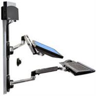Système de fixation murale Ergotron Série LX - 9,1 kg - 68,6 cm (27") - 75 x 75 mm - 100 x 100 mm - Hauteur réglable - Noir - Argent