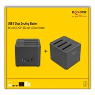 Station d'accueil USB Delock pour 3 disques durs SSD SATA avec fonction de clonage 1/2
