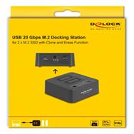 Station d'accueil Delock USB 20 Gbps M.2 pour 2 SSD NVMe PCIe avec clone et