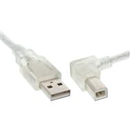 Câble USB 2.0 InLine coudé à droite Type A mâle / B mâle transparent 0,5 m