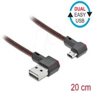 Delock Easy - Câble USB - USB (M) coudé gauche/droite, réversible vers Micro-USB Type B (M) coudé gauche/droite, réversible