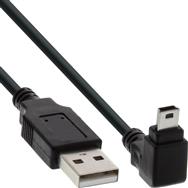 Câble USB type A mâle / mini-USB mâle 5 broches coudé à 90° noir 2 m