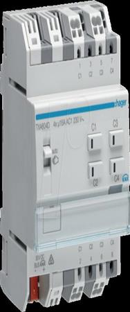 Hager TXA604D - Actionneur de volet roulant/store - Montage sur rail DIN - 6 canaux - IP20 - Blanc - 230 V