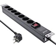 Bloc multiprises InLine 19" - 7 prises avec contact de terre - avec interrupteur - 2 m - noir