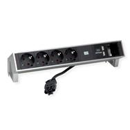 Bachmann DESK2 4xCEE7/3 1xUSB Charger INOX