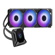 MSI MPG CORELIQUID K360 Liquid CPU Cooler '360mm Radiator - 2.4'' LCD display with fan - 3x 120mm ARGB PWM Fan - Center - Supports Intel and AMD Platforms - Cooled by ASETEK' - All-in-one liquid cooler - 77.4 cfm - Black