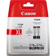 Cartouche d'encre noire Canon PGI-570BK XL à haut rendement (lot de deux) - Encre pigmentée à haut rendement (XL) - 22 ml - 500 pages - 2 pièces - Multipack