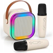 Extralink Mini enceinte karaoké enfant avec 2 micros blancs