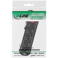 Bloc multiprises InLine - 4 prises - 2x CEE7/3 + 2x Euro CEE 7/16 - noir - 1,5 m
