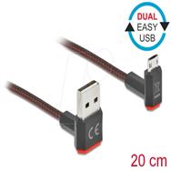 Delock Easy - Câble USB - USB (M) coudé haut/bas, réversible vers Micro-USB Type B (M) coudé haut/bas, réversible
