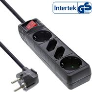 Bloc multiprises InLine - 4 prises - 2x CEE7/3 + 2x Euro CEE 7/16 - noir - 1,5 m