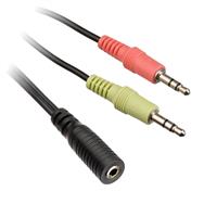 Câble adaptateur pour casque audio InLine - 2x 3,5 mm M vers 3,5 mm F 4 broches - CTIA - 0,15 m