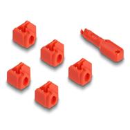 Delock Kit de blocage de port RJ45 pour prise RJ45, 10 pièces, Bloqueur de port + clé, RJ-45, rouge, plastique, 11 pièce(s), sachet plastique