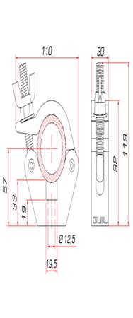 Guil ABZ-36 - Connecteur à pince avec broche enfichable cylindrique de 10 cm en acier massif