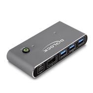 Commutateur KVM DisplayPort Delock 8K 30 Hz avec USB 5 Gbit/s, 7680 x 4320 pixels, 8K Ultra HD, anthracite