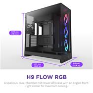 NZXT H9 Flow RGB schwarz matt Tempered Glass x 2 - Case - ATX