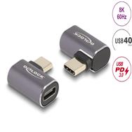 Adaptateur USB Delock - USB-C 24 broches (M) coudé gauche/droite vers USB-C 24 broches (F)