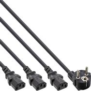 Câble d'alimentation en Y InLine 1x CEE 7/7 / 3x IEC C13 mâle 3 broches - noir - 1,8 m