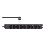 Bloc multiprises InLine 19" - 9 prises avec contact de terre - sans interrupteur - 2 m - noir