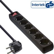 Bloc multiprises InLine - 6 prises avec terre CEE 7/3 - noir - 1,5 m