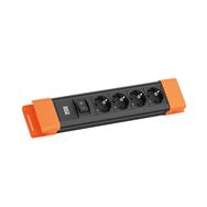 Bachmann CONNECTUS 4xCEE7/3 1xSchalter 2.0m CEE7/7 Schwarz/Orange